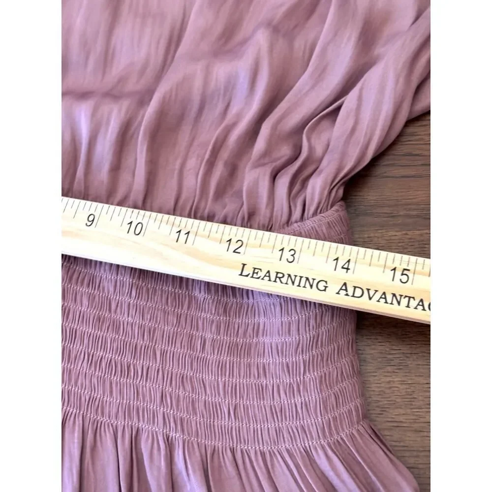 Mustard Seed Mauve Smocked Waist Ruffle Cuff Dress | Size Small - Picture 8 of 9